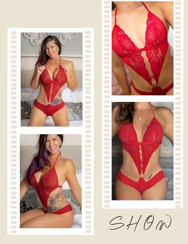 Avidlove Women Lingerie V-Neck Mini Teddy Bodysuit One Piece Babydoll Wine Red