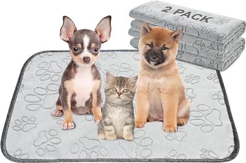 Qeils Reusable Puppy Pads 2 Pack Washable Pee Pads for Dogs Waterproof Non Slip Wee Wee pad Absorbent and Leakproof Training Mats for Potty Crate Playpen Bed Sofa 18\"x 24\"