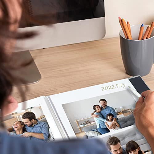 Vienrose Photo Album Self Adhesive Magnetic Scrapbook Album 40 Pages Linen Hardcover 11x10.6 Inches with A Metallic Pen for Wedding Baby Family Travel