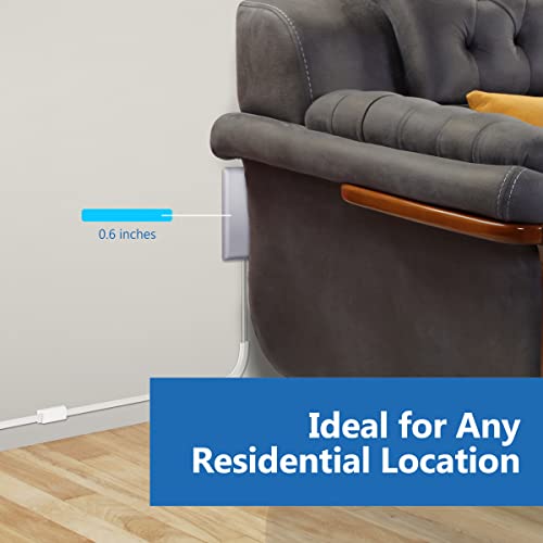 LIDER Flat-Face Outlet Extender with 3 Receptacles Ultra-Thin Wall Plate Plug with Cord Extender and 3-Outlet Power Strip 8ft Cord LWE8-315-SV Silver