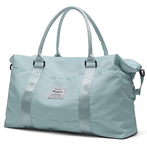 HYC00 Travel Duffel Bag Sports Tote Gym Bag Shoulder Weekender Overnight Bag for Women B-light Blue-Large Large
