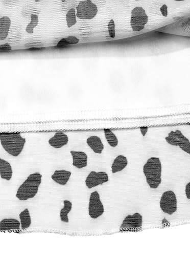 Avanova Women Leopard High Waisted Midi Skirts Mesh Fall Summer Long Skirts White Dots Small