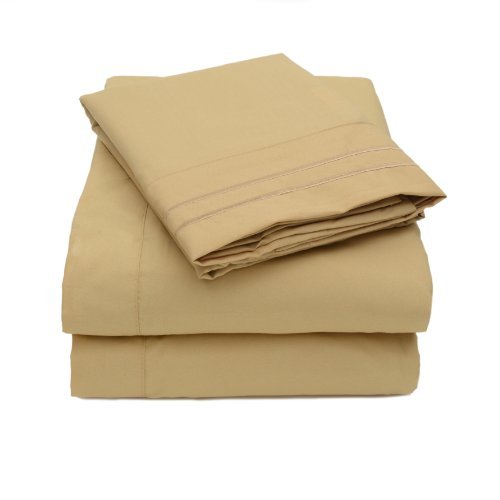 Twin 3PC Bed Sheet Set, Deep Pocket, Camel