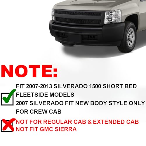 G-PLUS Wheel Fender Flares Compatible with 2007-2013 Chevy Silverado 1500 Fleetside 69.3\" Short Bed Crew Cab Only Fit 07 Silverado New Body Style(Not Fit GMC models) Textured Protector Cover 4pcs