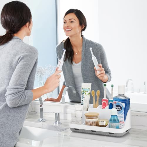 GFWARE Toothbrush Holders for Bathrooms Countertop Organizer - Kids Electric Toothbrush and Toothpaste Holder Detachable 7 Slots Tooth Brush Organization Bathroom Accessories Storage Vanity White