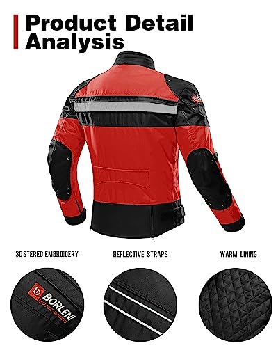 BORLENI Motorcycle Jacket Motorbike Riding Jacket Windproof Motorcycle Full Body Protective Gear CE Armor All Season