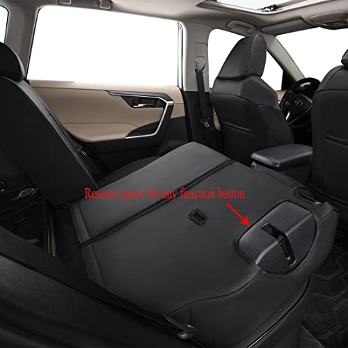 EKR Custom Fit RAV4 Hybrid Car Seat Covers for Select Toyota RAV4 Hybrid (Not for 2019-2025 Hybrid/Prime SE XSE) 2019 2020 2021 2022 2023 2024 2025 - Full Set Leather (Black)