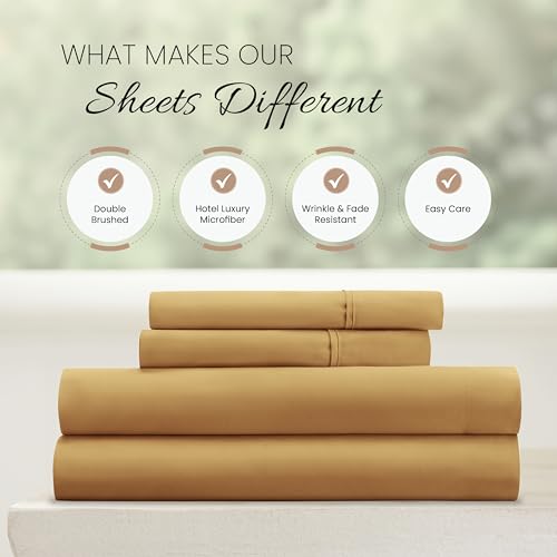 Cal King Sheets 4pc Gold Set