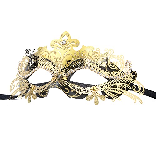 Hoshin Masquerade Mask Mardi Gras Deecorations Venetian Masks for Womens (Gold & Black)