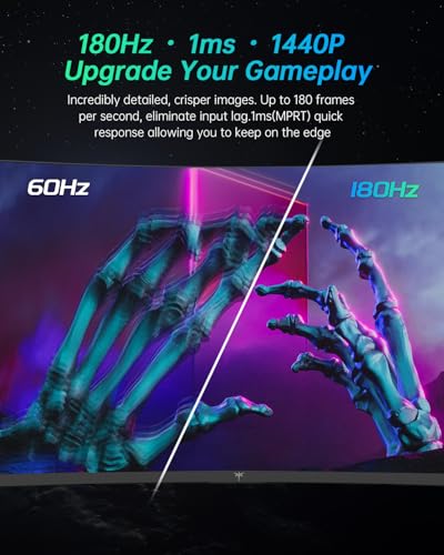 KTC 27 inch Gaming Monitor 1440P Curved 165Hz 144Hz 2K 1500R 1ms FreeSync Premium/G-Sync DisplayPort/HDMI/USB Vesa/Wall Mount Computer Desktop PC Ultrawide H27S17 Black