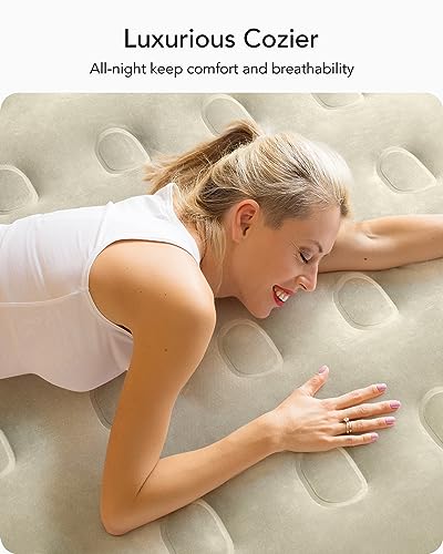 iDOO Luxury Air Mattress with Built in Pump Queen Size Inflatable Mattress for Camping Guests 18\" Raised Comfort Blow up Mattress Durable Portable & Waterproof Air Bed Colchon Inflable