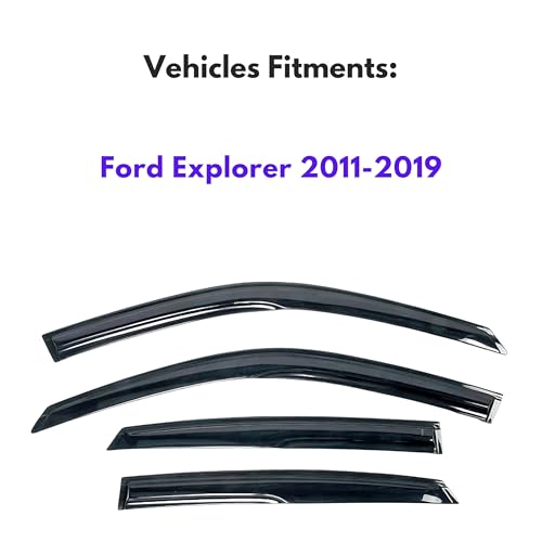 KPY Window Visors Rain Guards Shield for 2011-2019 Ford Explorer Window Wind Deflectors Vent Shades for 11-19 Explorer
