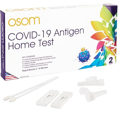 OSOM Covid Home Test - Made in USA - 2 Rapid Covid Tests for Home - Results in 15 Minutes - at Home COVID Test Kit - FDA EUA Authorized COVID-19 Test Kit (2 Tests)
