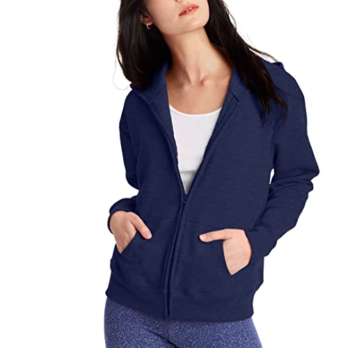 Hanes Women's Full Zip Hood Navy Medium