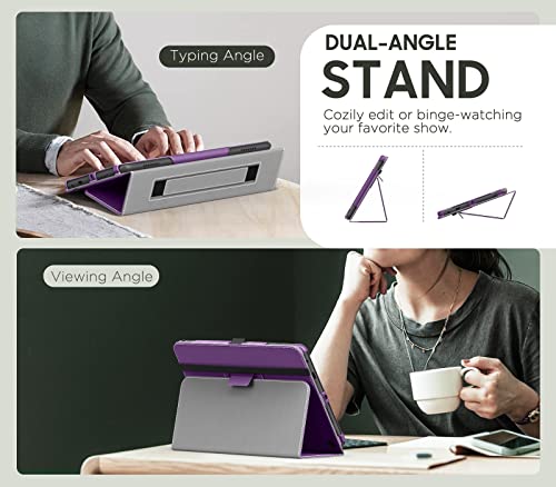 MoKo Case Fits All-New Amazon Kindle Fire HD 8 & 8 Plus Tablet (12th Generation/10th Generation 2024/2022/2020 Release) 8\" Slim Folding Stand Cover with Auto Wake/Sleep Purple