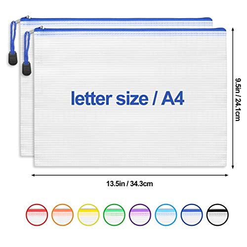 24pcs Mesh Zipper Pouch Zipper Bags Puzzle Bag for Organizing Storage Letter Size A4 Size Zipper File Bags for School Board Games and Office Supplies