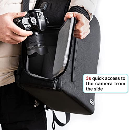 CADeN Camera Backpack Bag with Laptop Compartment 15.6\" for DSLR/SLR Mirrorless Camera Waterproof Camera Case Compatible for Sony Canon Nikon Camera and Lens Tripod Accessories Black