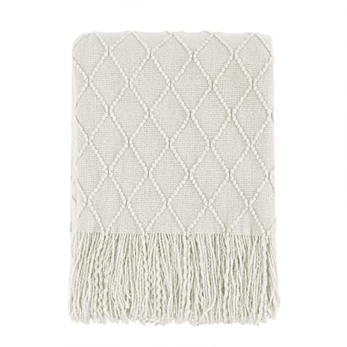 BOURINA Soft Beige Throw Blanket for Cozy Bedroom Decor