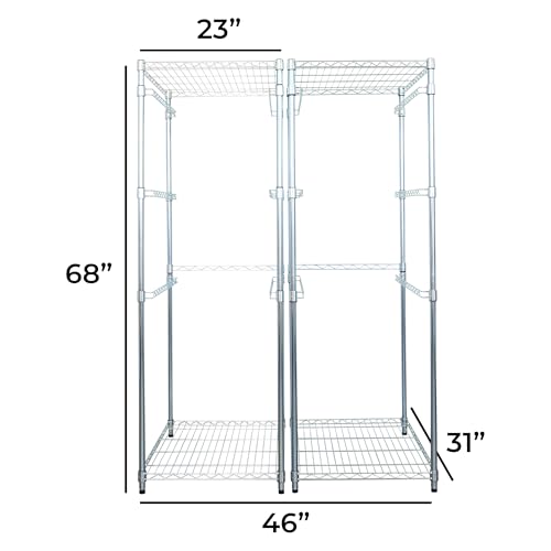 SafeRacks 2 Pack 5-Tier Steel Tote Rack - Maximize Space Declutter Organization NSF Certified Bin Storage for Garage Pantry Kitchen Workspace 5 Shelves 31″ x 23″ x 68″ Zinc