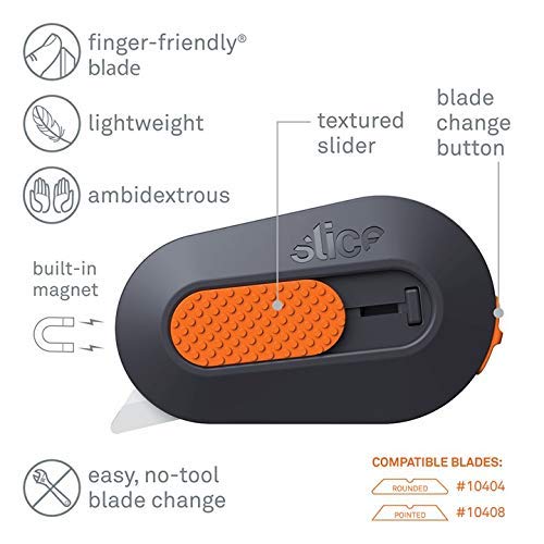 Slice 10515-CS Mini Box Cutter Ceramic Blade Locks Into Position Right or Left Handed Mini Cutter Keychain Knife Finger Friendly & Safe Package Opener 12 Pack