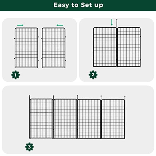 FXW Decorative Garden Fence Panels Dog Fence for The Yard Heavy Duty Metal 50inch High 10ft Long in Total Black
