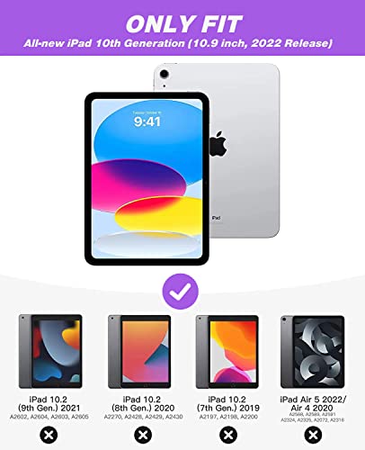 ZryXal New iPad 10th Generation Case 10.9 Inch 2022 with Pencil Holder Smart iPad Case with Soft TPU Back [Support Auto Wake/Sleep] (Grape Purple)