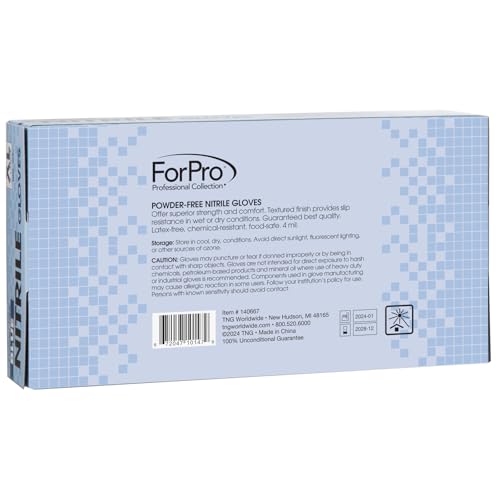 ForPro Disposable Nitrile Gloves Chemical Resistant Powder-Free Latex-Free Non-Sterile Food Safe 4 Mil Blue X-Large 100-Count