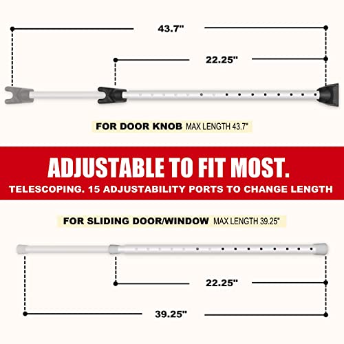 2 in 1 Door Security Bar & Sliding Door Security Bar (2 Pack) - Constructed of High-Grade Iron (350lbs of Force) - Great for Home & Apartment Security - Adjustable Patio Door Lock