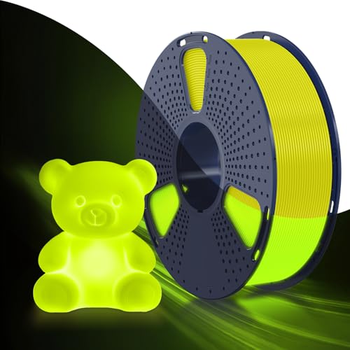 SUNLU PETG Glow in The Dark Filament Luminous PETG 3D Printer Filament 1.75mm High Brightness and Long Time Glows PETG Filament Dimensional Accuracy +/- 0.02mm 1kg Spool.(Yellow PETG Glow Yellow)