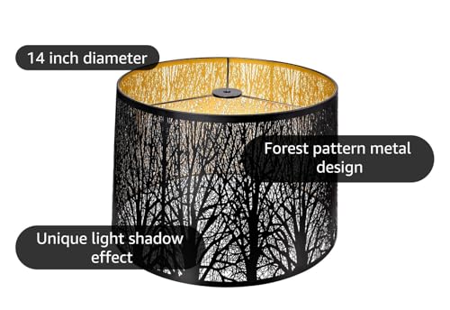 Metal Etching Process Large Lamp Shades Alucset Drum Big Lampshades for Table Lamp and Floor Light Pattern of Trees Design Spider