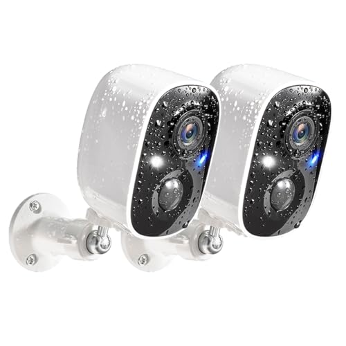 GMK Security Cameras Wireless Outdoor 2K Color Night Vision AI Motion Detection 2-Way Talk Battery Powered WiFi Home Indoor Camera IP65 Weatherproof Spotlight Siren Alarm Cloud/SD Storage 2-Pack