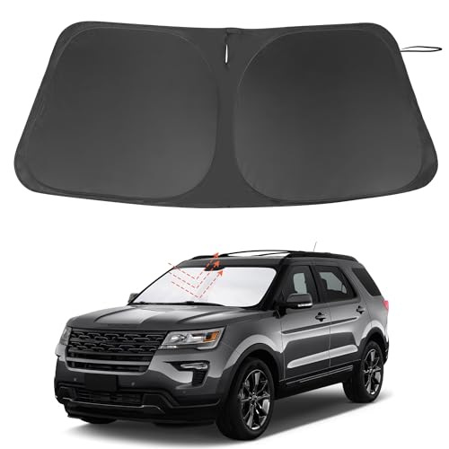 Windshield Sun Shade Custom Fit for 2011-2019 Ford Explorer SUV Accessories Foldable Sunshade Sun Blocker Protect Car from Sun Rays & Heat Damage Keep Car Cooler