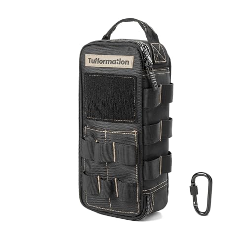 Tufformation Heavy Duty Small Tool Bag Pouch Portable Utility Organizer Case with Zipper Handle. Perfect for EDC Motorcycle Road Bike Electricians & More Black TTP-2