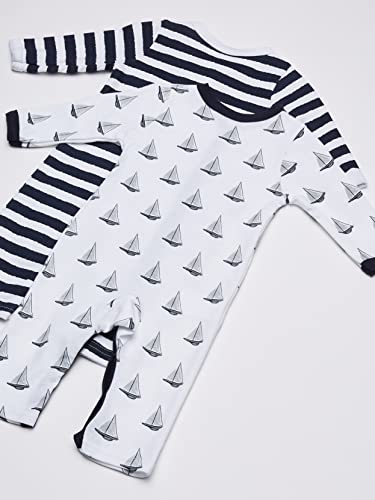 Hudson Baby Cotton Front Snap Union Suit 2 Pack Sailboats 0-3 Months