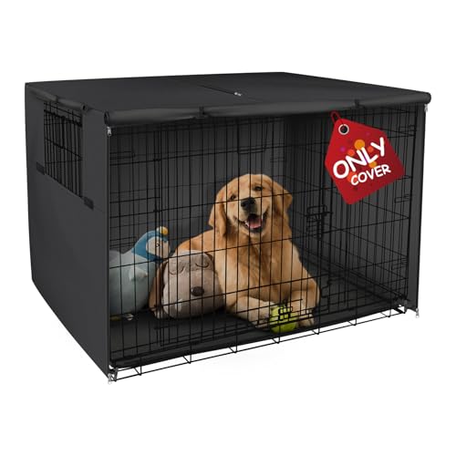 Explore Land 24 inches Dog Crate Cover - Heavy Duty Polyester Pet Kennel Cover Universal Fit for Wire Dog Crate (Black)