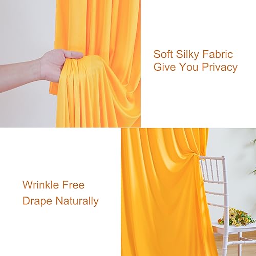 Tao-Ge Marigold Backdrop Curtain for Parties Wrinkle Free Orange Photo Curtains Backdrop Drapes Fabric Decoration for Wedding Birthday Party Baby Shower 5ft x 8ft 2 Panels ZCP042603