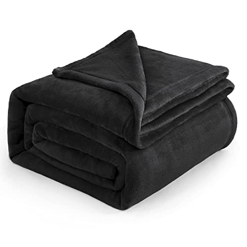 Bedsure Fleece Blanket Queen Blanket Black - Bed Blanket Soft Lightweight Plush Fuzzy Cozy Luxury Microfiber 90x90 inches