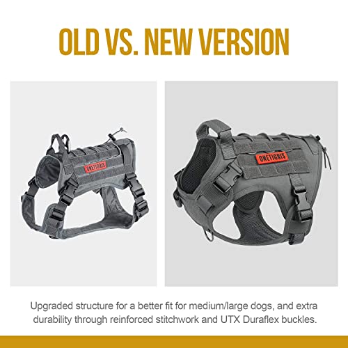 Tactical Dog Training Vest No Pull Harness for Dogs Adjustable K9 Dog Hiking Harness Working Vest(Grey Medium)