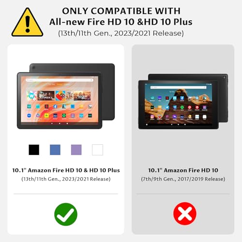 VORI Case for All-New Amazon Kindle Fire HD 10 Tablet (13th/11th Generation 2023/2021 Release) and Fire HD 10 Plus 10.1\" - Slim Folding Stand Folio Cover with Auto Wake/Sleep & Hand Strap Peacock