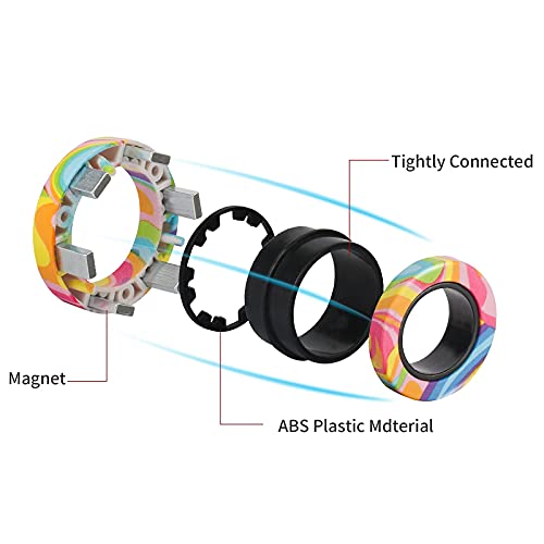 Magnetic Rings Fidget Toy Set Idea ADHD Fidget Toys Adult Fidget Magnets Spinner Rings for Anxiety Relief Therapy Fidget Pack Great Gift for Adults Teens Kids (B-1)