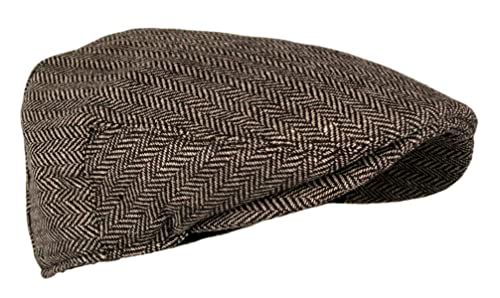 Men's Herringbone Tweed Wool Newsboy Hat