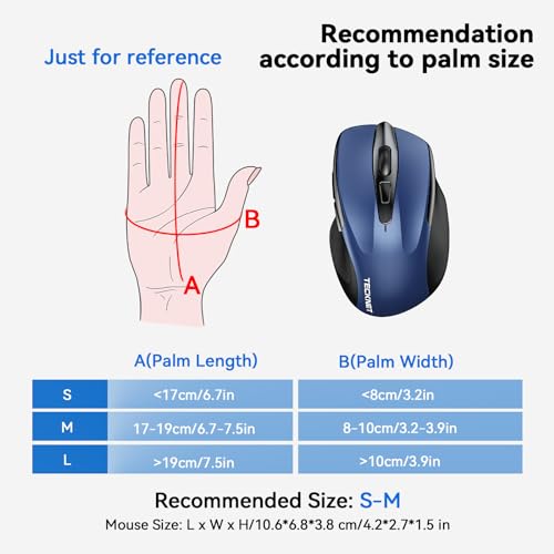 TECKNET Pro Wireless Mouse 2600DPI 6Btn