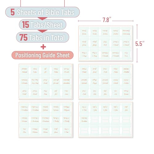 Mr. Pen- Bible Tabs 75 Tabs White Bronze Foil Embossed Lettering Laminated Bible Tabs for Women and Men Bible Tabs for Study Bible Index Tabs Bible Book Tabs Bible Labels Tabs