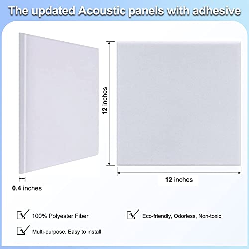 18 Pack White Acoustic Panels 12\"X12\"X 0.4\"Soundproof Wall Panels Wall Decoration Sound Absorbing Panel High-Density Sound Deadening Panels Acoustic Treatment Panel For Home Studio