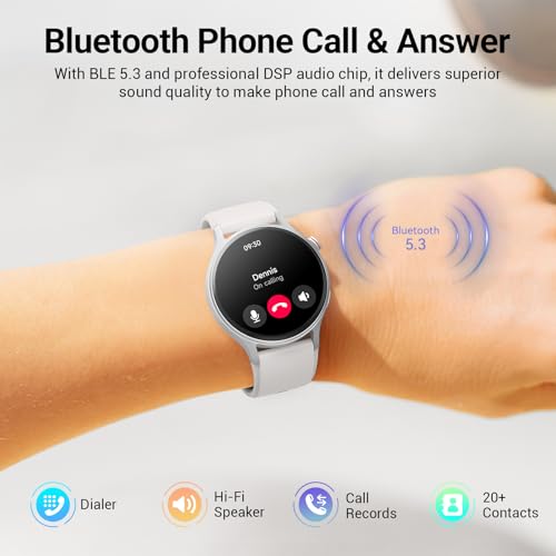 Fitpolo Smart Watch for Women 1.32\" AMOLED Touchscreen Make/Answer Calls Heart Rate SpO2 Monitor Fitness Tracker IP68 Waterproof Compatible with iOS & Android Sleep & Activity Tracking