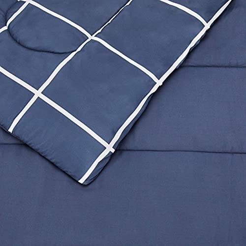 Navy Plaid 7-Piece Bed Set