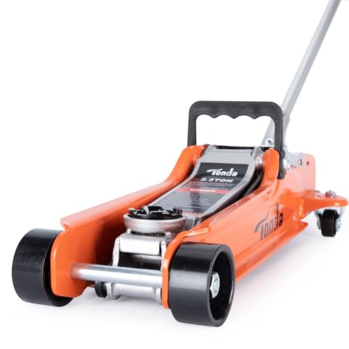 TONDA Low Profile Jack 2.5 Ton (5 000 lb) Car Jack Lifting Range 3.35\" to 14.57\" Hydraulic Trolley Floor Jack for Garage Home Shop Orange