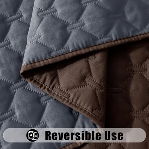 Smiry Waterproof Dog Blanket Reversible Sofa Couch Cover for Dogs Soft Pet Bed Cover Washable Furniture Protector for Puppy and Cat (30\"x53\" Chocolate/Dark Grey)