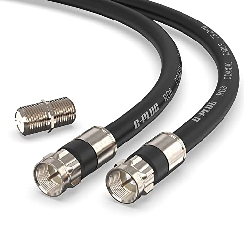 G-PLUG 75FT RG6 Coaxial Cable Connectors Set – High-Speed Internet Broadband and Digital TV Aerial Satellite Cable Extension – Weather-Sealed Double Rubber O-Ring and Compression Connectors Black
