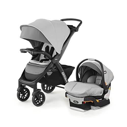 Chicco Bravo LE Trio Travel System - Stroller and Car Seat Combo for Babies Driftwood Grey
